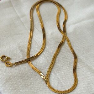 14k Italy yellow gold herringbone necklace chain 18” long